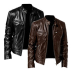 Brodie - Men's Stand Collar Café Racer Leather Jacket 5