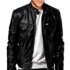 Brodie - Men's Stand Collar Café Racer Leather Jacket 6