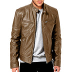 Brodie - Men's Stand Collar Café Racer Leather Jacket 7