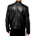 Brodie - Men's Stand Collar Café Racer Leather Jacket 8