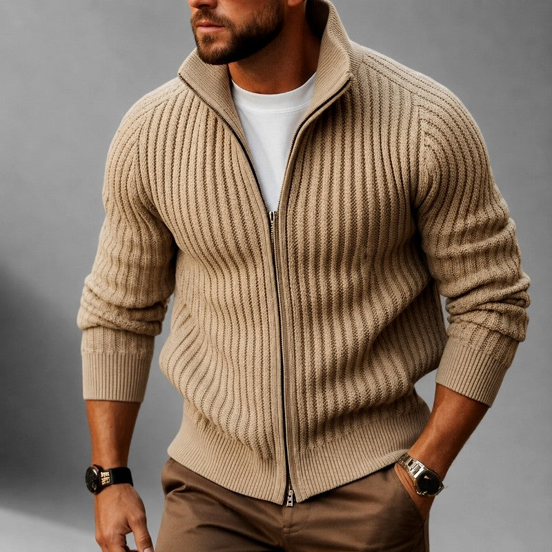 Bronson - Men's Ribbed Mock Neck Slim Fit Cardigan 4