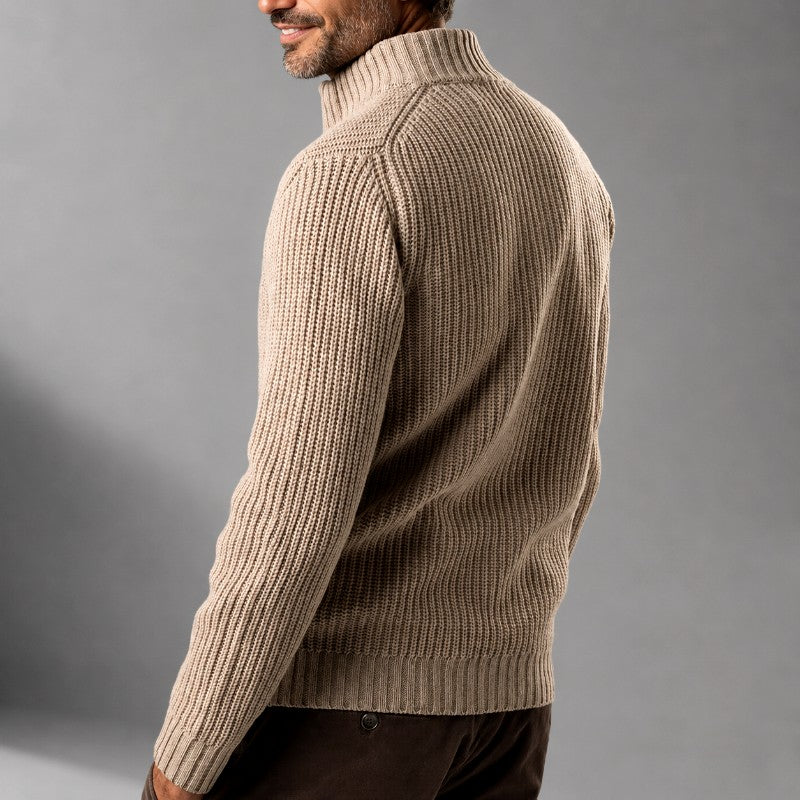 Bronson - Men's Ribbed Mock Neck Slim Fit Cardigan 5