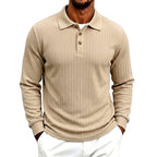 Bruce - Men's Textured Long Sleeve Polo Shirt 1