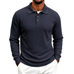 Bruce - Men's Textured Long Sleeve Polo Shirt 3