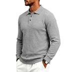 Bruce - Men's Textured Long Sleeve Polo Shirt 5