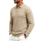 Bruce - Men's Textured Long Sleeve Polo Shirt 6