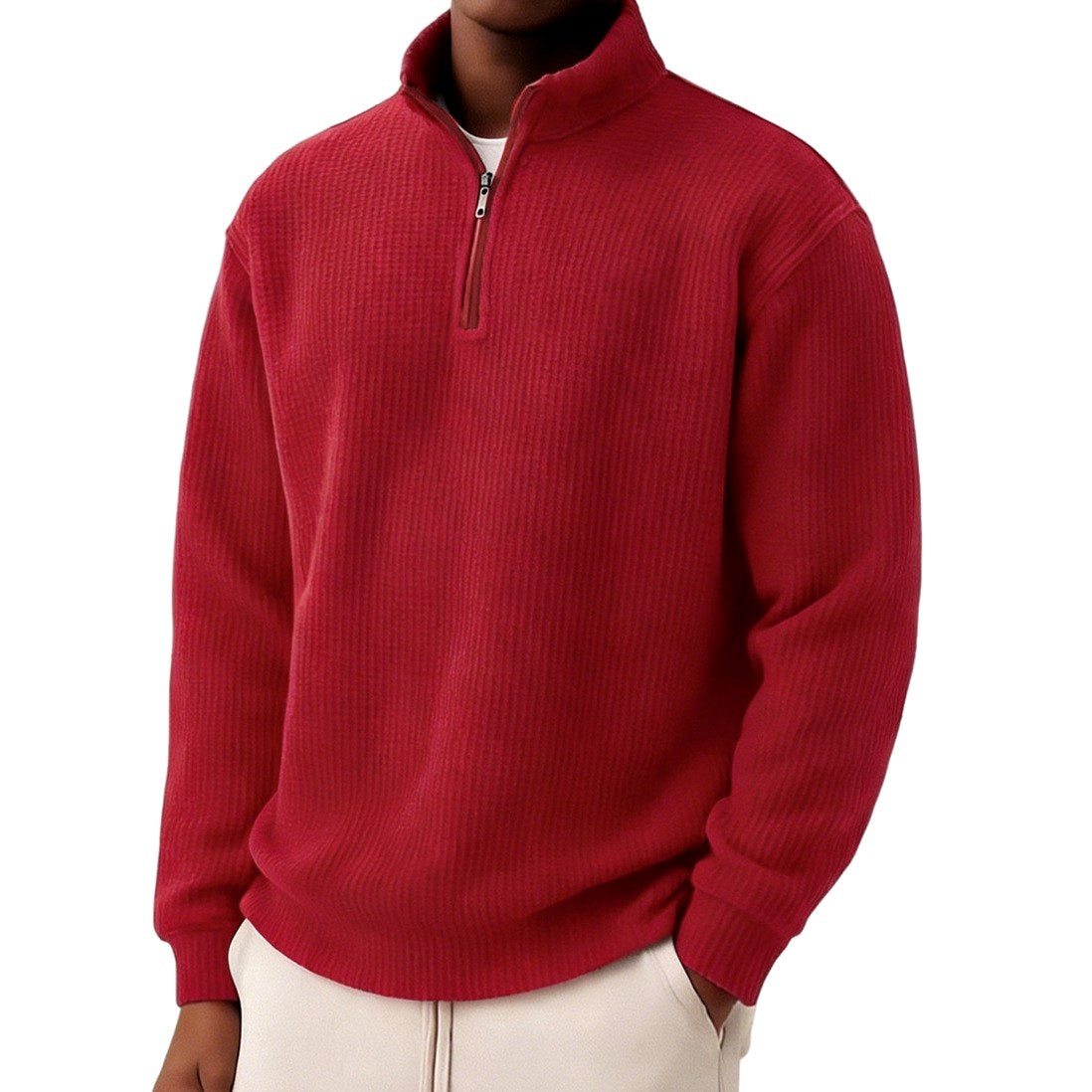 Byron - Men's Waffle Knit Quarter-Zip Pullover 2