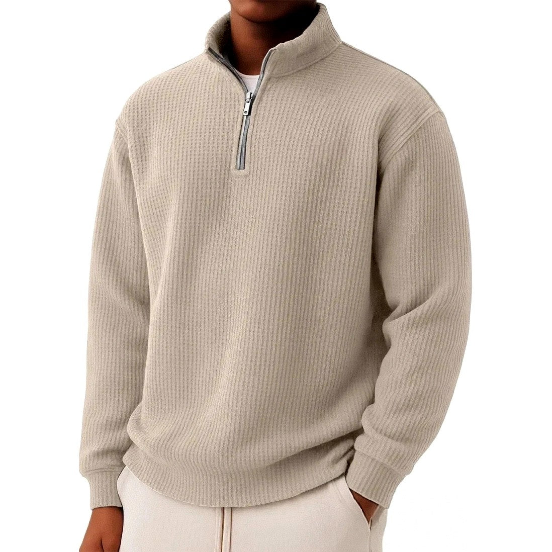 Byron - Men's Waffle Knit Quarter-Zip Pullover 3
