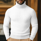 Caleb - Men's Twisted Cable-Knit Turtleneck Sweater