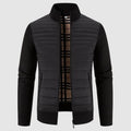 Calum - Men's Quilted Puffer Cardigan with Knit Ribbed Sleeves