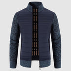 Calum - Men's Quilted Puffer Cardigan with Knit Ribbed Sleeves