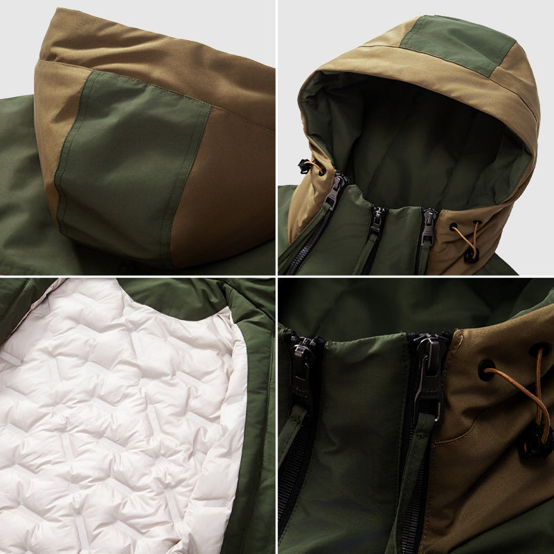 Cameron - Men's Colorblock Down Jacket with Drawstring Hood