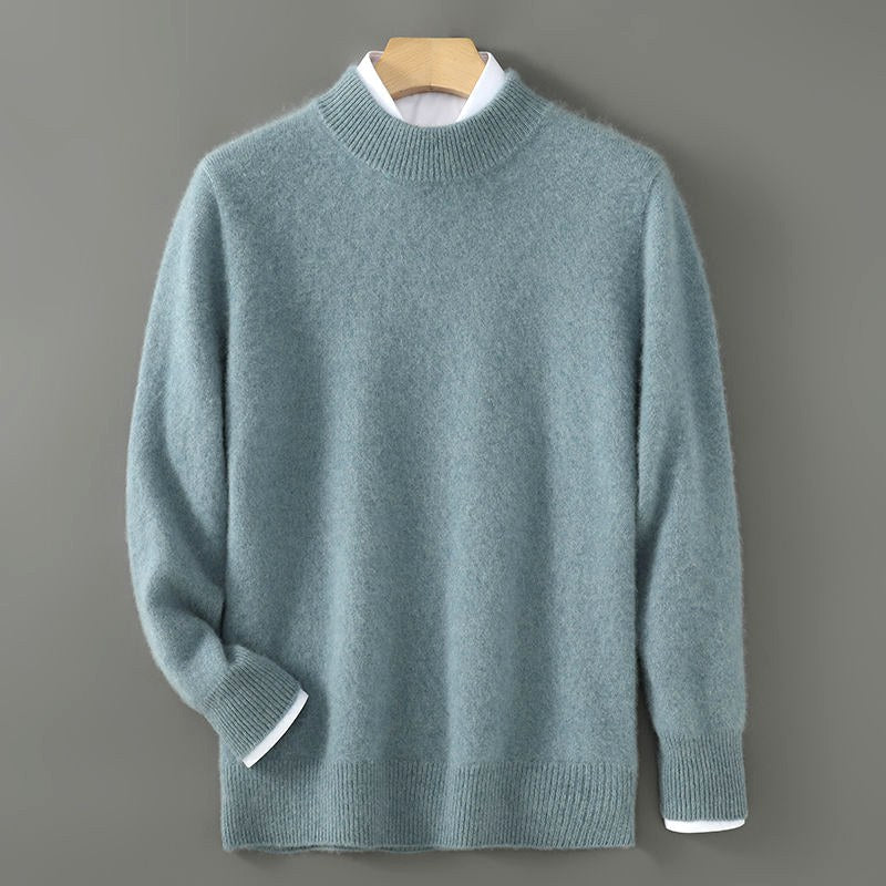 Camilo - Men's Mock Neck Pullover with Contrast Ribbed Cuffs
