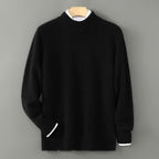 Camilo - Men's Mock Neck Pullover with Contrast Ribbed Cuffs