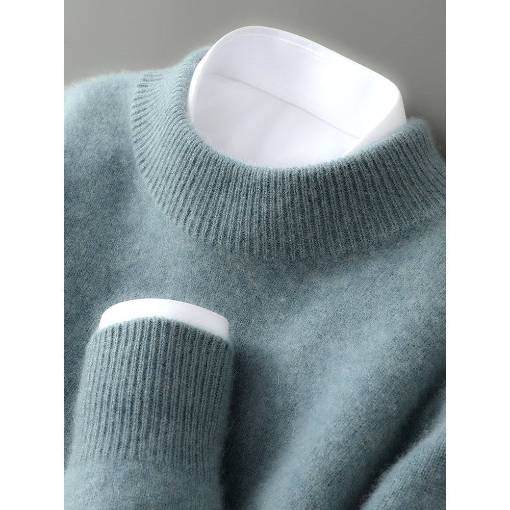 Camilo - Men's Mock Neck Pullover with Contrast Ribbed Cuffs