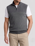 Campbell - Men's Textured Half-Zip Stand Collar Vest 2