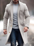 Carmelo - Men's Gold-Button Tailored Wool Overcoat