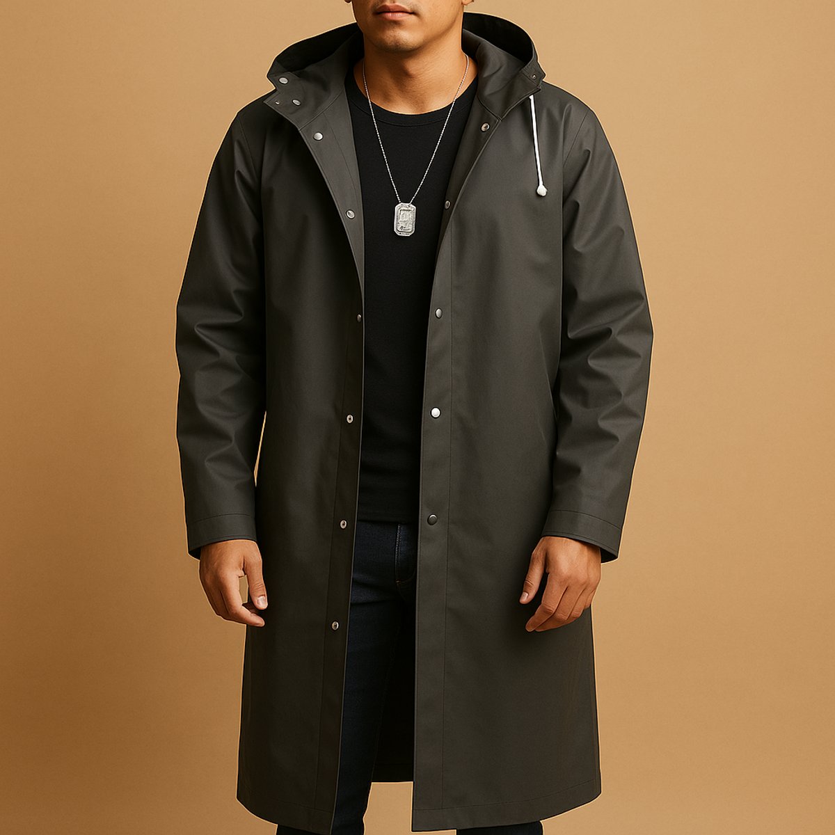Carter - Men's Knee-Length Waterproof Hooded Coat