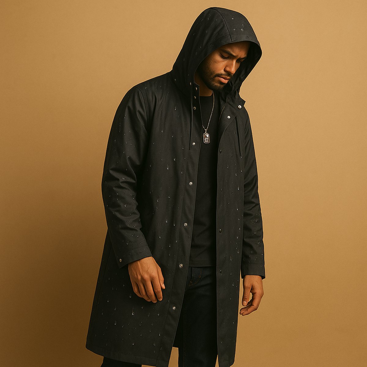 Carter - Men's Knee-Length Waterproof Hooded Coat