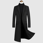 Casper - Men's Button-Front Wool Coat with Notch Lapels