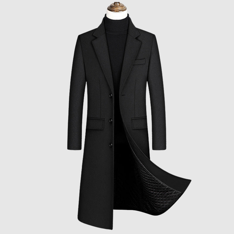 Casper - Men's Button-Front Wool Coat with Notch Lapels