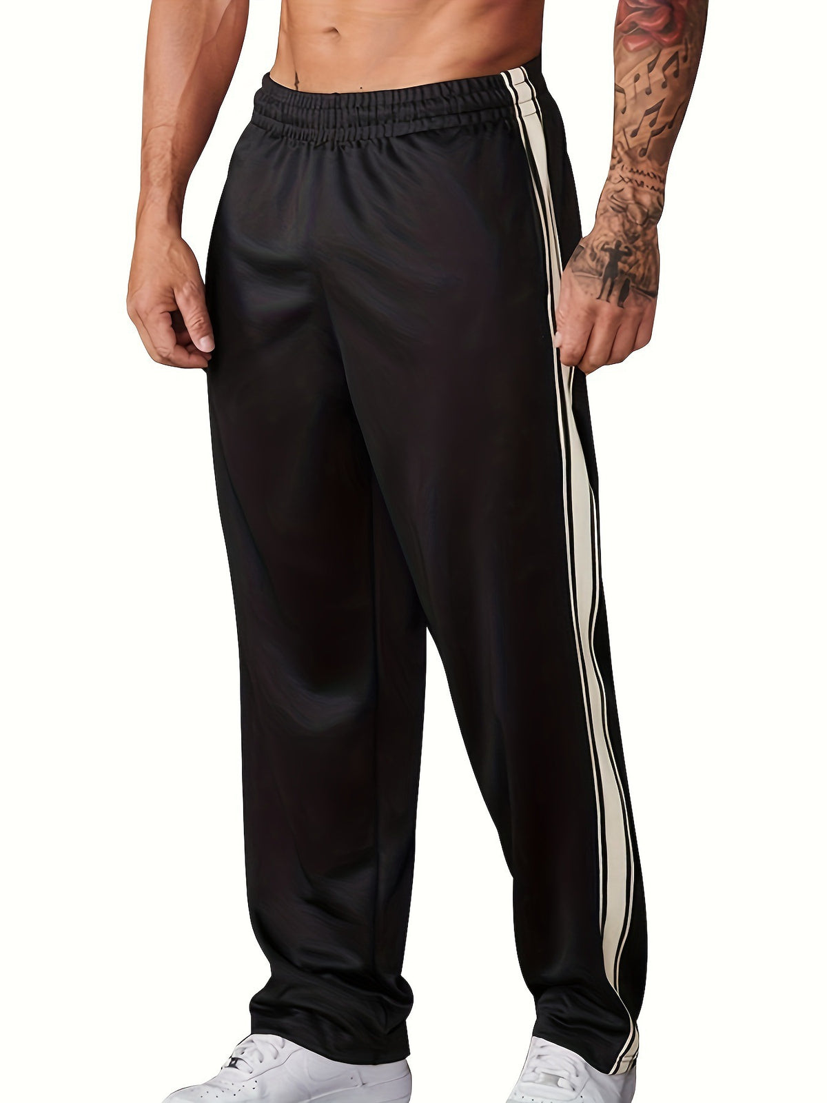 Codey - Men's Side-Stripe Wide-Leg Casual Track Pants 1