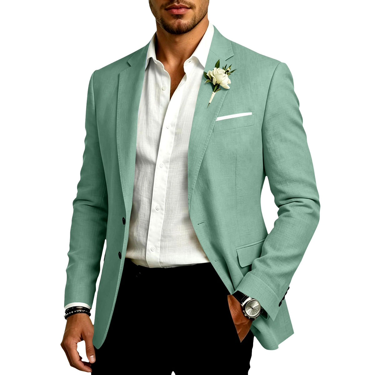 Colin - Men's Cotton Linen Formal Tailored Suit Blazer 2