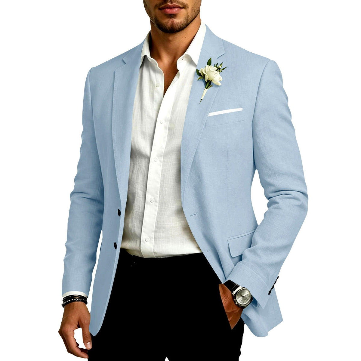 Colin - Men's Cotton Linen Formal Tailored Suit Blazer 3