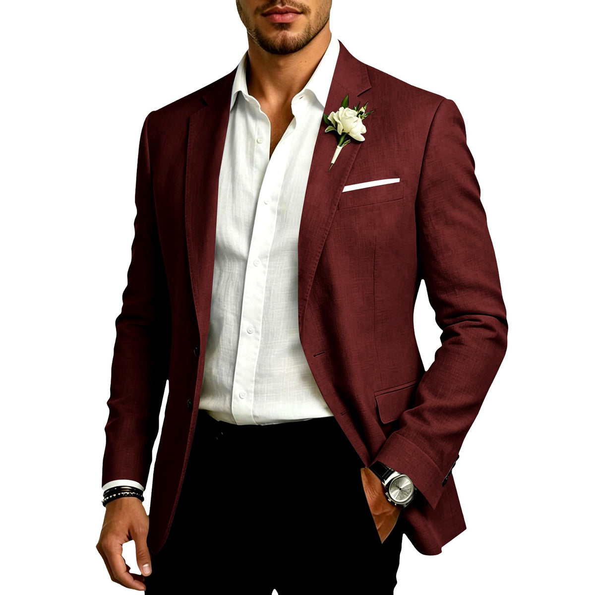 Colin - Men's Cotton Linen Formal Tailored Suit Blazer 4