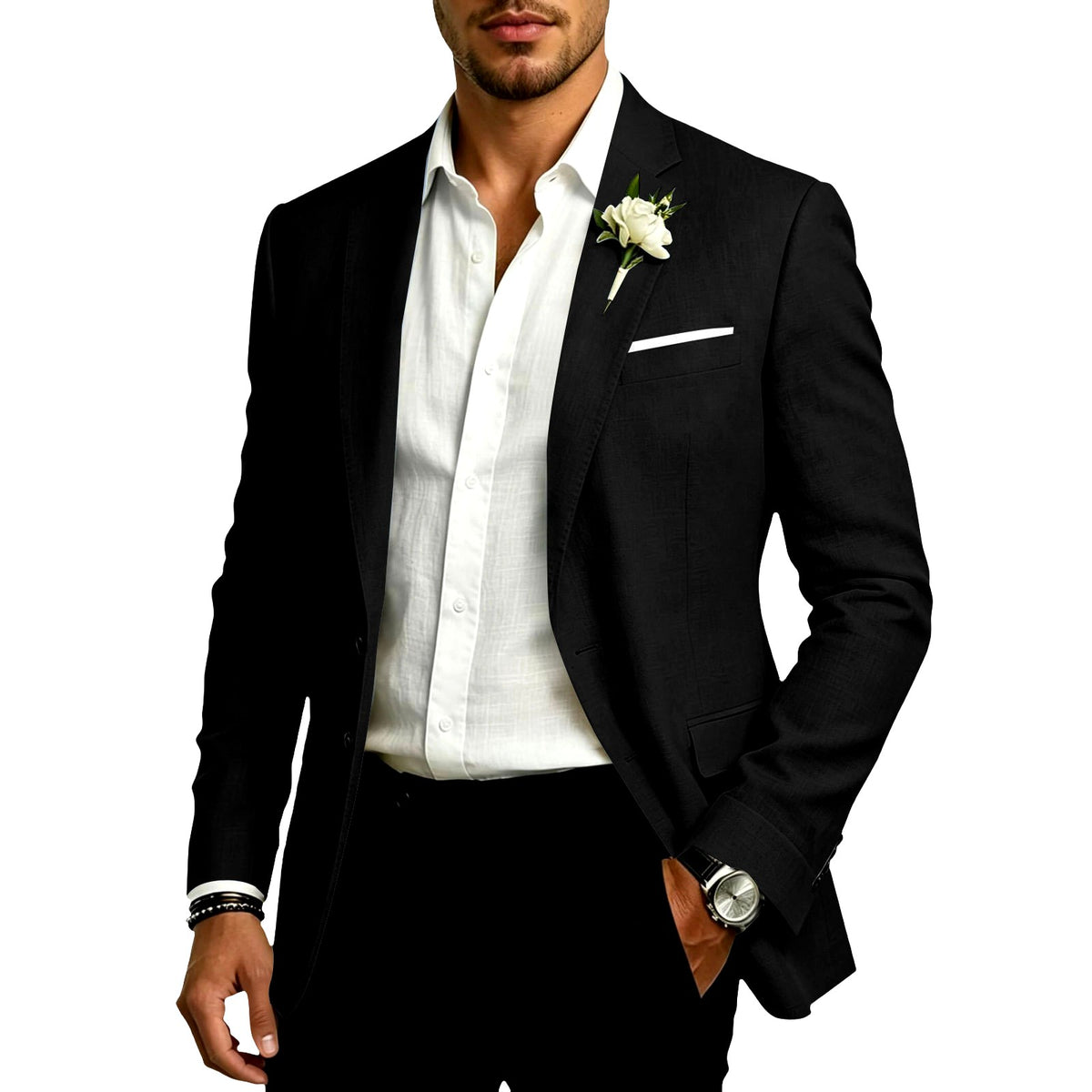 Colin - Men's Cotton Linen Formal Tailored Suit Blazer 5