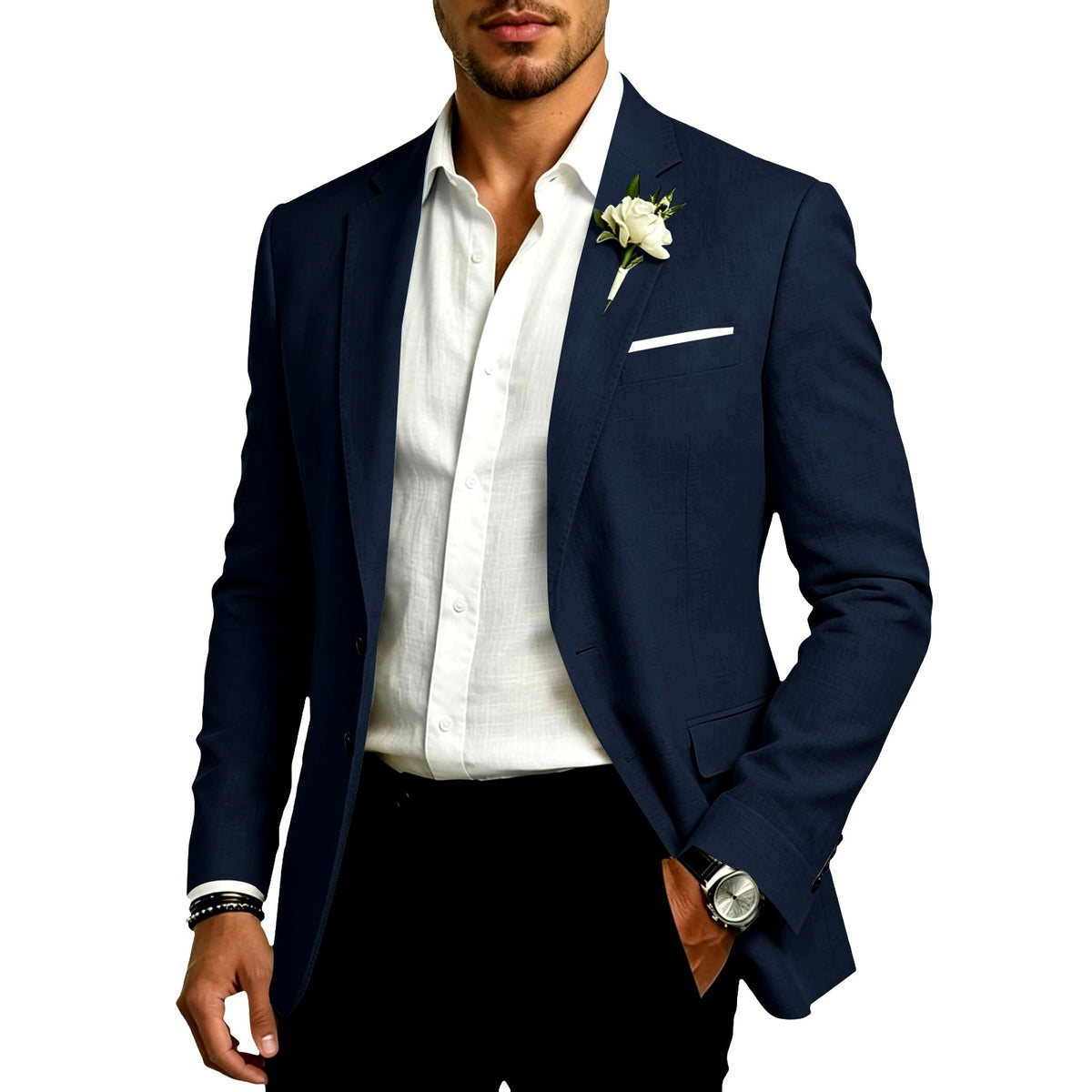 Colin - Men's Cotton Linen Formal Tailored Suit Blazer 6