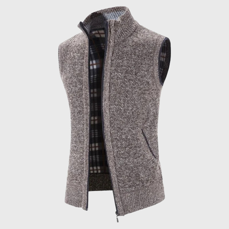 Colton - Men's Sleeveless Zip Vest with Ribbed Collar