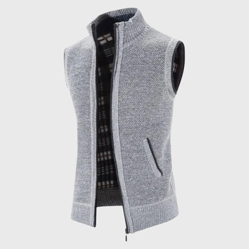 Colton - Men's Sleeveless Zip Vest with Ribbed Collar