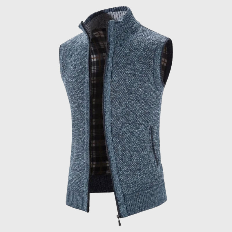 Colton - Men's Sleeveless Zip Vest with Ribbed Collar