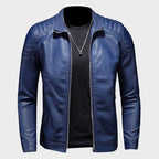 Connor - Men's Slim-Fit Faux Leather Jacket with Quilted Shoulders