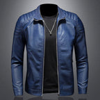 Connor - Men's Slim-Fit Faux Leather Jacket with Quilted Shoulders