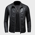 Connor - Men's Slim-Fit Faux Leather Jacket with Quilted Shoulders
