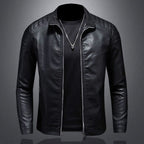 Connor - Men's Slim-Fit Faux Leather Jacket with Quilted Shoulders