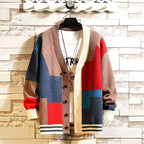 Cory - Men's Color-Block V-Neck Button-Front Cardigan 1