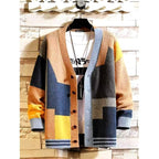 Cory - Men's Color-Block V-Neck Button-Front Cardigan 2