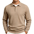 Cristian - Men's Textured Long Sleeve Polo Sweatshirt 3