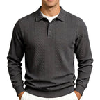 Cristian - Men's Textured Long Sleeve Polo Sweatshirt 4