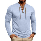 Cruz - Men's Lace-Up Henley Long Sleeve Shirt 2