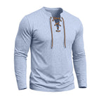 Cruz - Men's Lace-Up Henley Long Sleeve Shirt 4