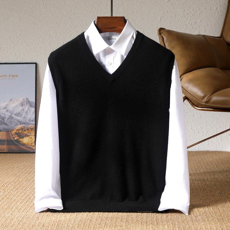 Dalton - Men's Wool V-Neck Regular Fit Vest 2