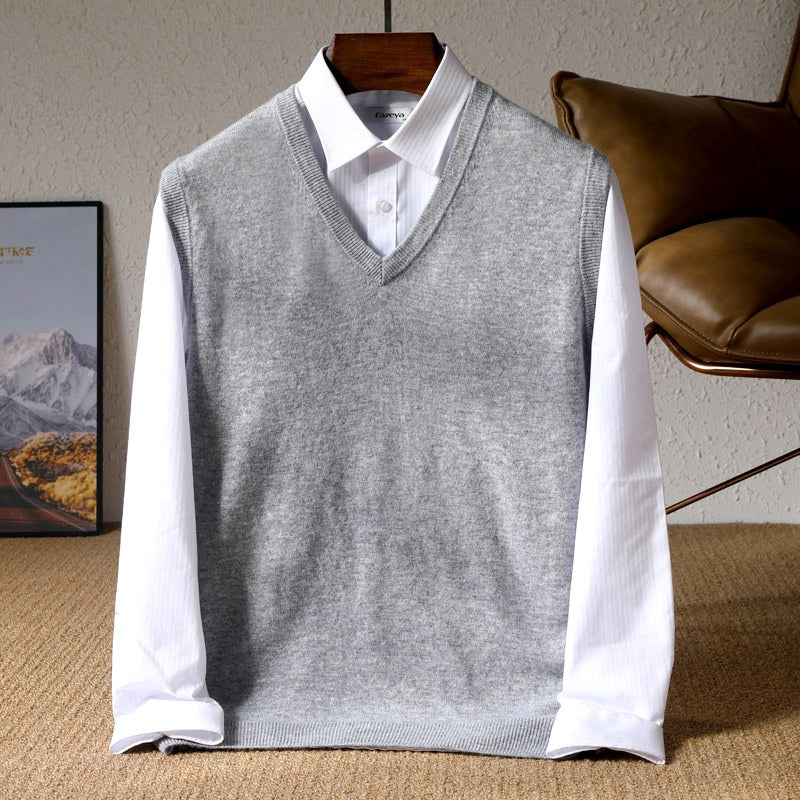 Dalton - Men's Wool V-Neck Regular Fit Vest 3
