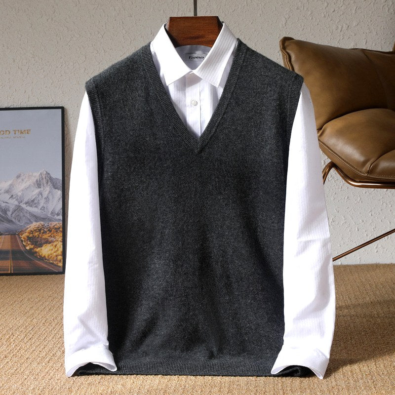 Dalton - Men's Wool V-Neck Regular Fit Vest 4