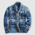 Darius - Men's Shawl-Collar Wool Cardigan with Intarsia Pattern