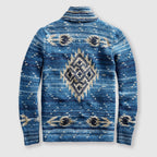 Darius - Men's Shawl-Collar Wool Cardigan with Intarsia Pattern