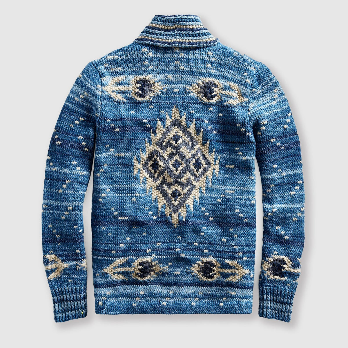 Darius - Men's Shawl-Collar Wool Cardigan with Intarsia Pattern